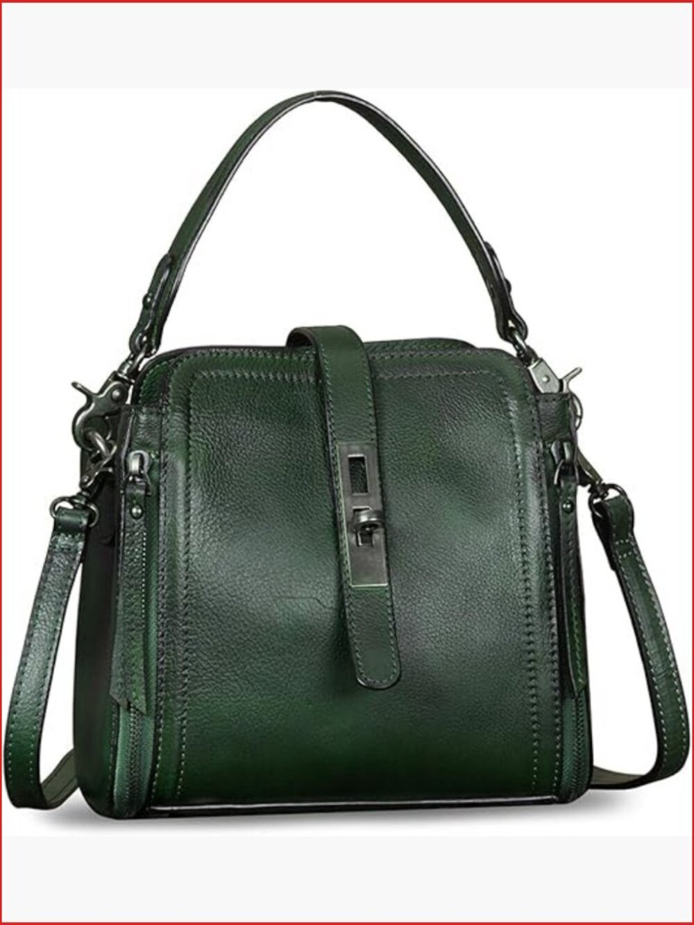 Genuine Leather Handbag Vintage Handmade Satchel Crossbody Purse with Removable